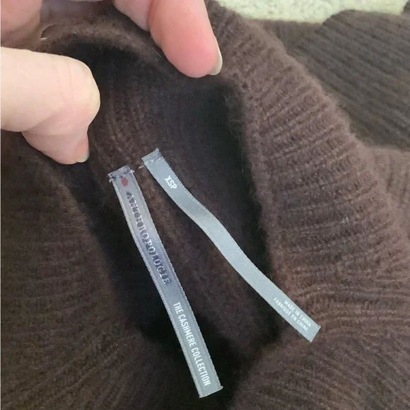 Anthropologie The Enzo Cashmere Poncho Sweater Vest XS Petite Chocolate Brown - Picture 10 of 13